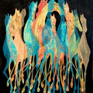 BLU HORSES 65x50 cm