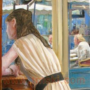 CAFE DE FLORE, oil on canvas, 89x40 cm, 2013.