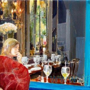 WINDOW BLEU, oil on canvas, 40 x 89 cm, 2013.