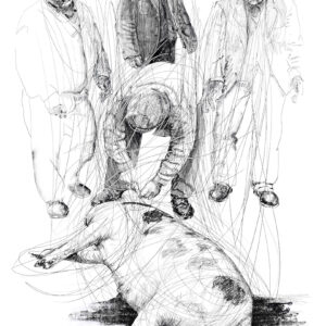 SLAUGHTERING, drawing, 140x100 cm, 2021.