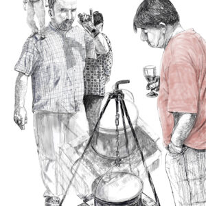 REFERENCE TO ČOBANAC, GOULASH, drawing and pastel, 140x100 cm, 2021.